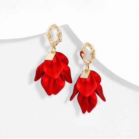 1 Pair Elegant Petal Alloy Plastic Women's Drop Earrings