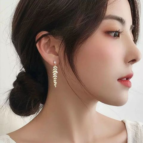 Wheat Fashionable High-grade Earrings Women's Long Elegant Round Face Earrings 2023 New Trendy 925 Silver Pin Eardrops