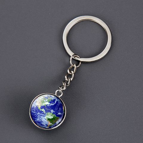 1 Piece Fashion Round Earth Galaxy Artificial Crystal Alloy Unisex Bag Pendant Keychain