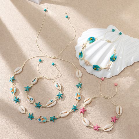 Vacation Starfish Shell Knitting Women's Bracelets Necklace