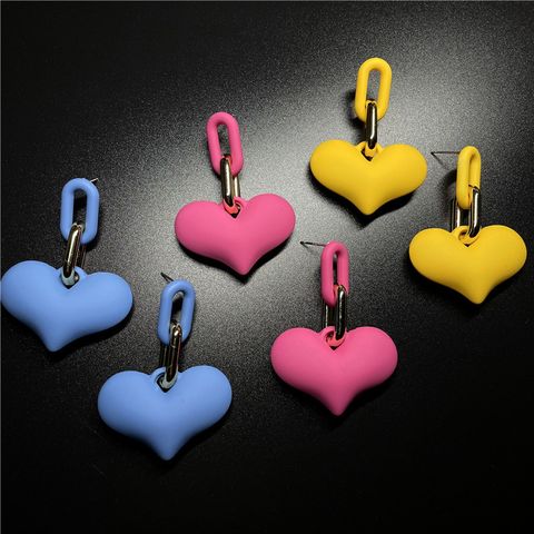 1 Pair Simple Style Heart Shape Alloy Stoving Varnish 14k Gold Plated Women's Earrings
