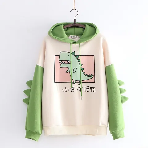 Mujeres Sudadera Manga Larga Sudaderas Con Capucha Y Sudaderas Impresión Casual Dinosaurio