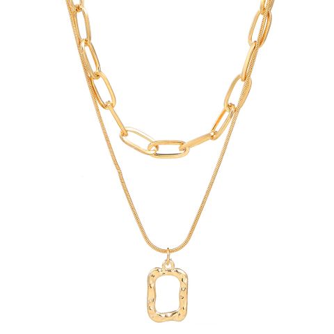 1 Piece Retro Square Alloy Plating 14k Gold Plated Women's Layered Necklaces