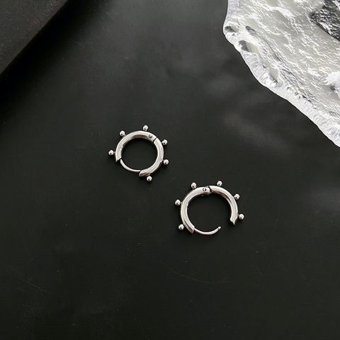 1 Pair Simple Style Round Titanium Steel Plating Earrings