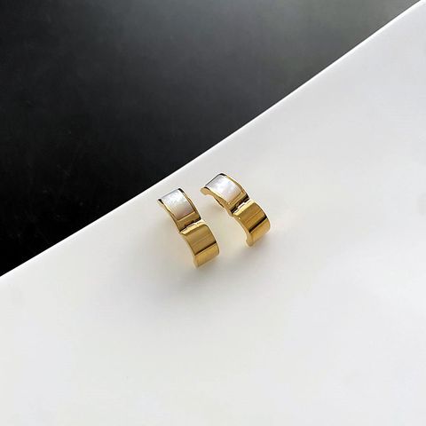 1 Pair Fashion Round Titanium Steel Plating Earrings