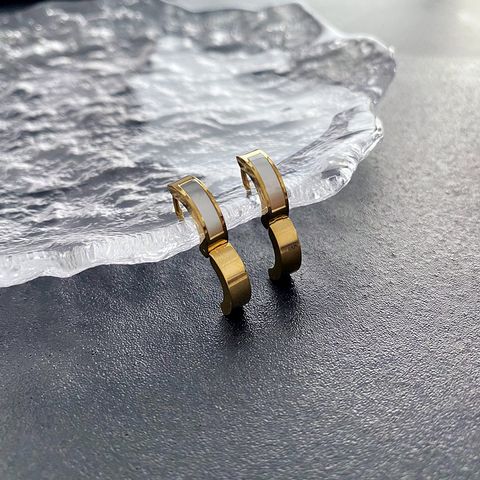 1 Pair Fashion Round Plating Titanium Steel Earrings