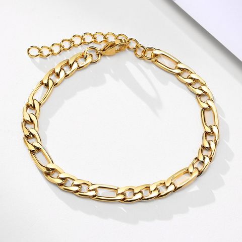 Retro Solid Color Titanium Steel Gold Plated Bracelets In Bulk