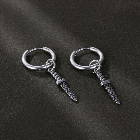 1 Piece Hip-hop Solid Color Stainless Steel Plating Men's Earrings
