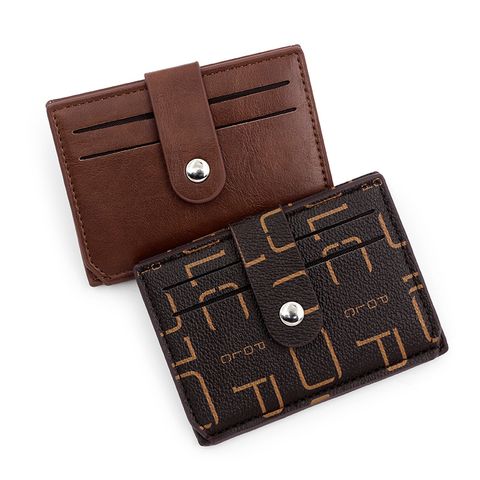 Unisex Solid Color Pu Leather Zipper Buckle Card Holders