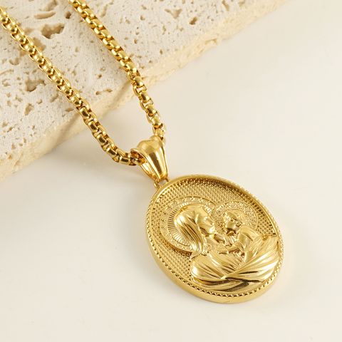 304 Stainless Steel 18K Gold Plated Classical Plating Faith Titanium Steel Pendant Necklace