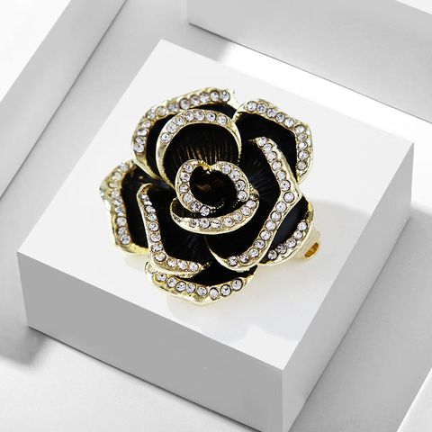 Elegant Flower Alloy Enamel Inlay Rhinestones Women's Brooches