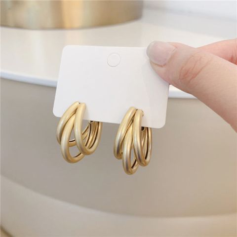1 Pair Simple Style Solid Color Plating Iron Hoop Earrings