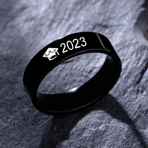 Preppy Style Simple Style Commute Number Stainless Steel Carving Unisex Rings