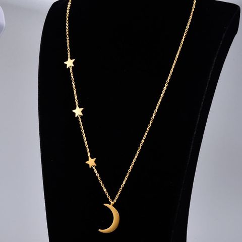 Wholesale Jewelry Star Moon Pendant Multi-layer Titanium Steel Necklace Nihaojewelry