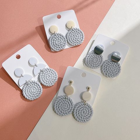 Wholesale Jewelry 1 Pair Simple Style Round Soft Clay Drop Earrings