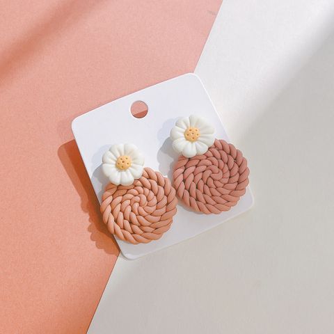 Wholesale Jewelry 1 Pair Sweet Flower Soft Clay Drop Earrings