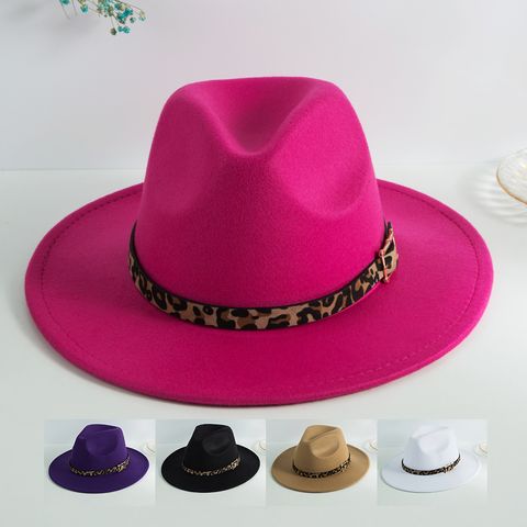 Unisex Elegant British Style Solid Color Big Eaves Flat Eaves Fedora Hat