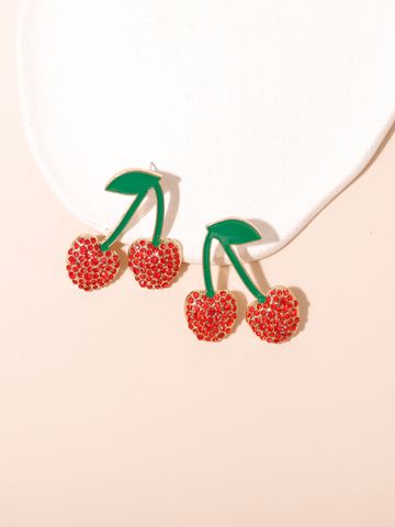 Lady Fruit Alloy Plastic Inlay Artificial Gemstones Women's Ear Studs