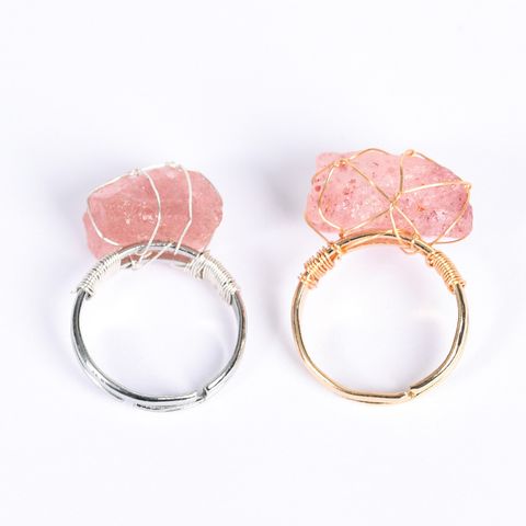 Exaggerated Geometric Alloy Gem Natural Stone Unisex Open Ring 1 Piece
