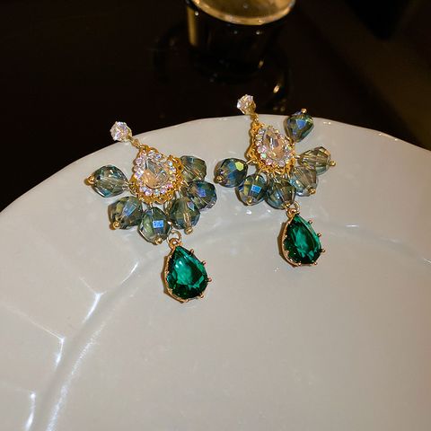 Simple Style Flower Artificial Crystal Inlay Rhinestones Women's Drop Earrings Earrings Ear Studs
