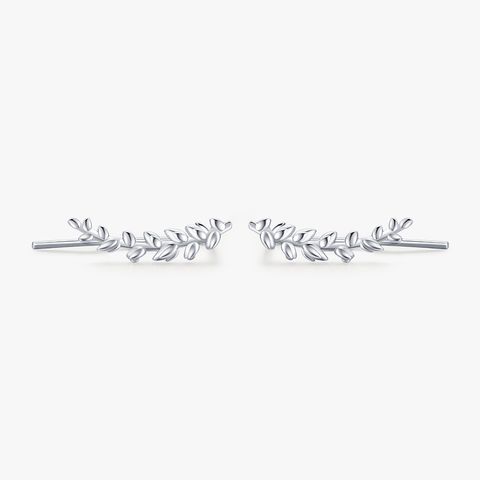 1 Pair Simple Style Leaves Sterling Silver Plating Rhodium Plated Ear Clips