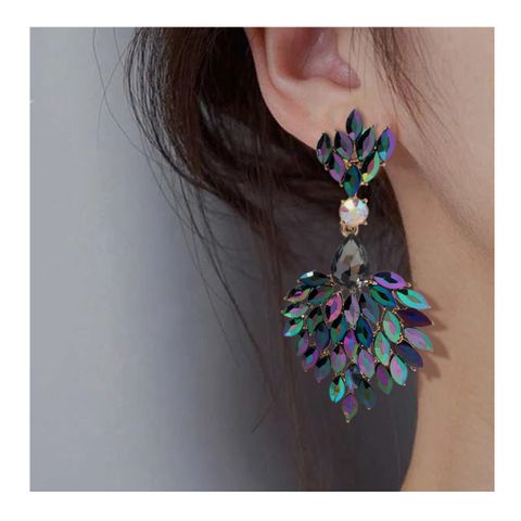 1 Pair Vintage Style Exaggerated Water Droplets Heart Shape Inlay Arylic Alloy Crystal Drop Earrings