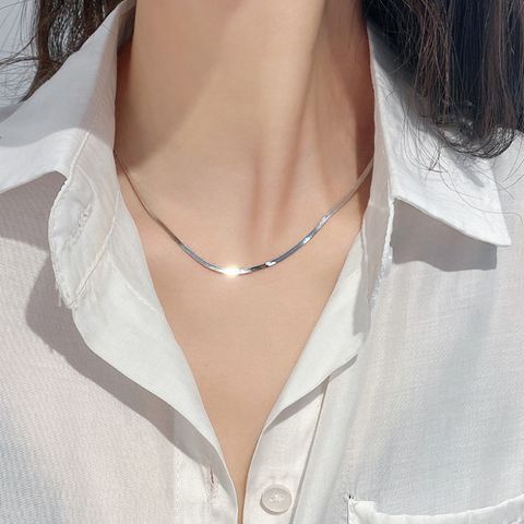Simple Style Commute Solid Color Stainless Steel Titanium Steel Plating Necklace