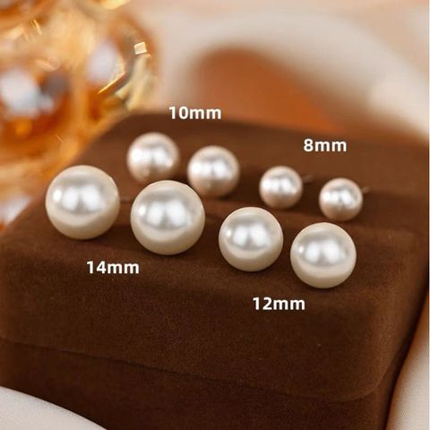 1 Pair Basic Solid Color Artificial Pearl Sterling Silver Plating Ear Studs