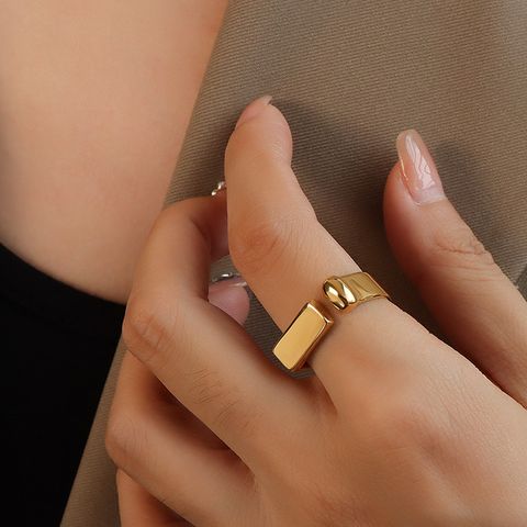 Einfacher Stil Geometrisch Titan Stahl Überzug Metall 18 Karat Vergoldet Offener Ring