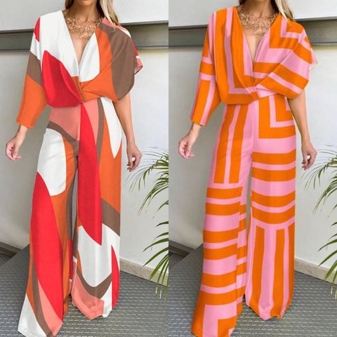 Women's Holiday Daily Vacation Formal Color Block Ankle-length Printing Jumpsuits