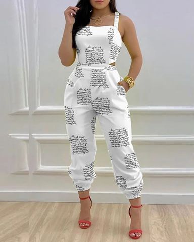 Women's Daily Classic Style Solid Color Ankle-length Printing Jumpsuits