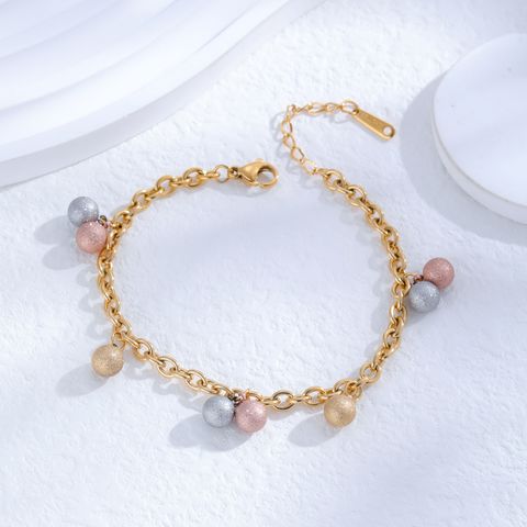 Simple Style Classic Style Ball Titanium Steel Plating 24k Gold Plated Bracelets