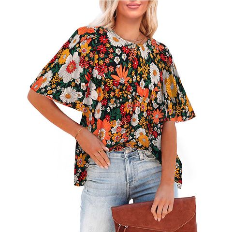Summer New Arrival Blouse Fashion Casual Floral Babydoll