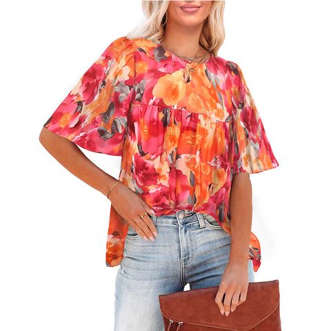 Summer New Arrival Blouse Fashion Casual Floral Babydoll