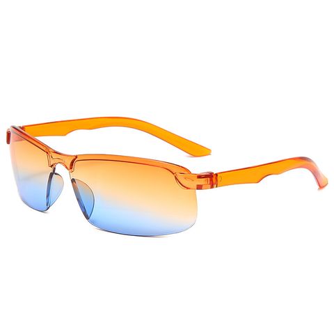 Sports Color Block Pc Special-shaped Mirror Patchwork Frameless Women's Sunglasses