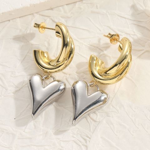 1 Pair Elegant Luxurious Classic Style Heart Shape Plating Copper 14k Gold Plated Drop Earrings