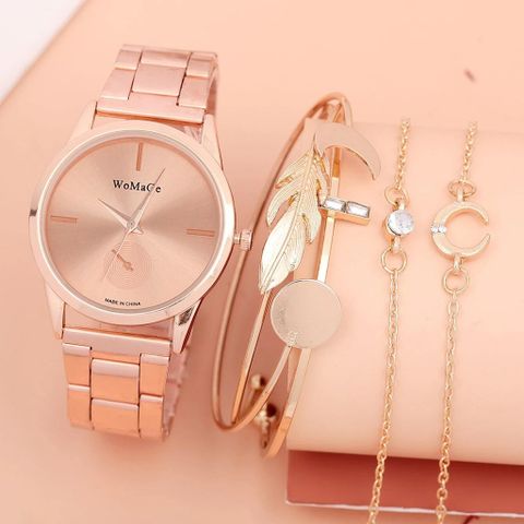 Basic Classic Style Round Solid Color Quartz Women's Watches