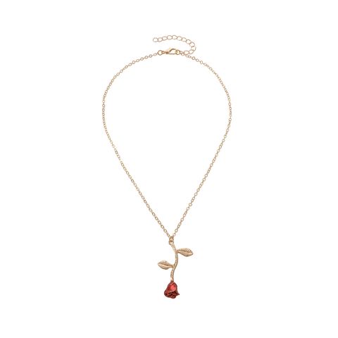 Wholesale Jewelry Romantic Rose Alloy Pendant Necklace