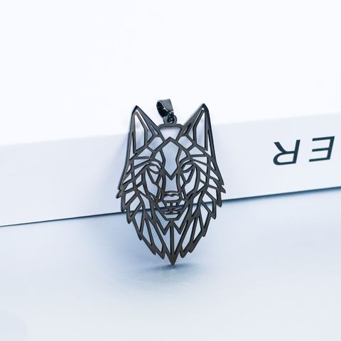 Hip-hop Wolf Stainless Steel Plating Hollow Out Men's Pendants Necklace
