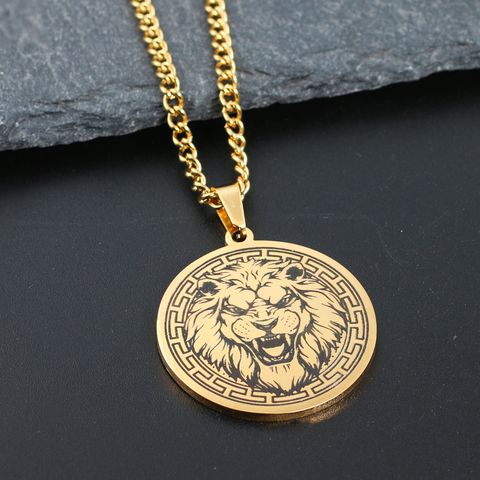Punk Lion Wolf Tiger Stainless Steel Plating Men's Pendant Necklace