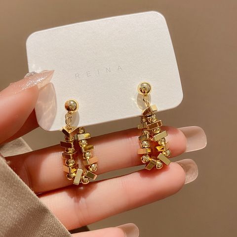 Sweet Solid Color Alloy Plating Gold Plated Women's Drop Earrings