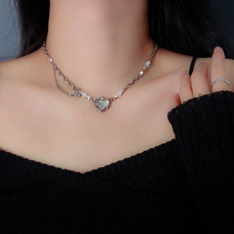 Sweet Heart Shape Alloy Titanium Steel Plating Women's Necklace