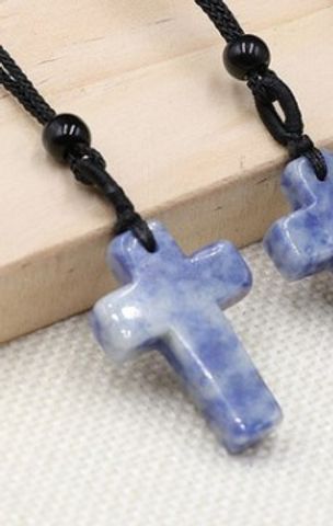 Casual Cross Crystal Polishing Pendant Necklace