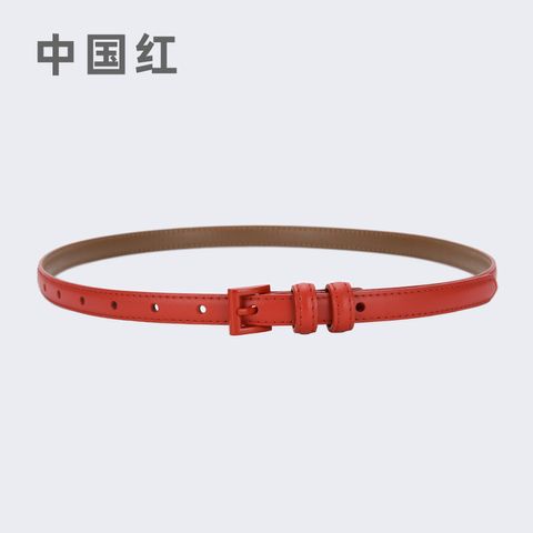 Fashion Solid Color Leather Buckle Women's Leather Belts 1 Piece