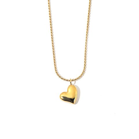 Titanium Steel 18K Gold Plated Simple Style Commute Plating Heart Shape Titanium Steel Pendant Necklace
