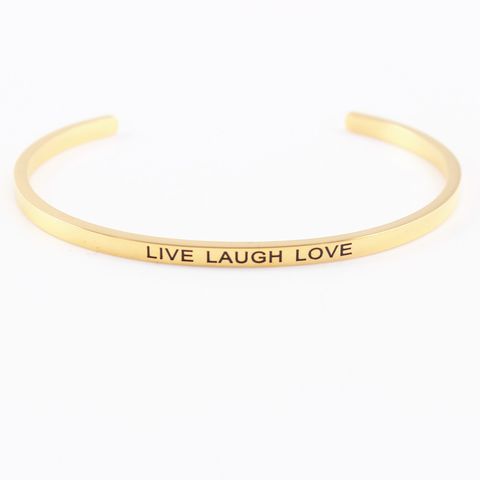 Casual Simple Style Letter Stainless Steel Cuff Bracelets