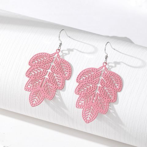 Simple Style Leaves Alloy Hollow Out Women's Drop Earrings