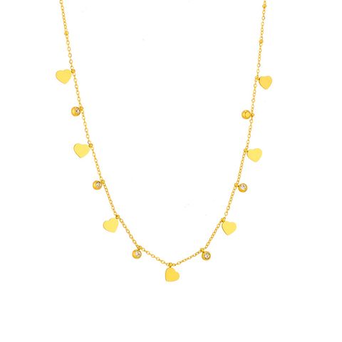 Titan Stahl 18 Karat Vergoldet Elegant Überzug Mond Herzform Schmetterling Strasssteine Halskette