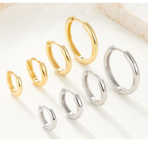 1 Piece Simple Style Circle Sterling Silver Plating Earrings