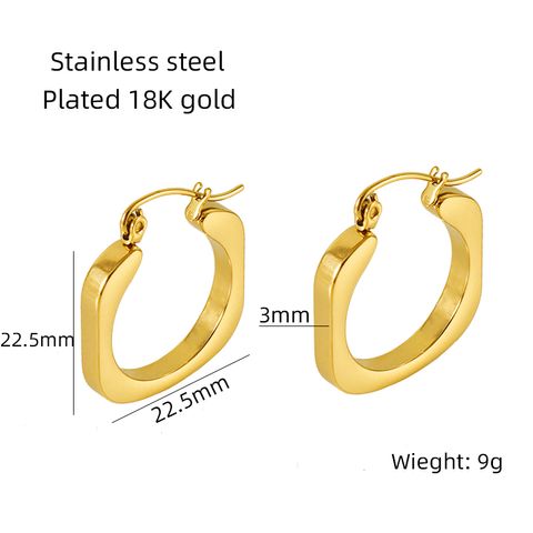 1 Pair Casual Retro Square Plating Stainless Steel Titanium Steel 18K Gold Plated Hoop Earrings
